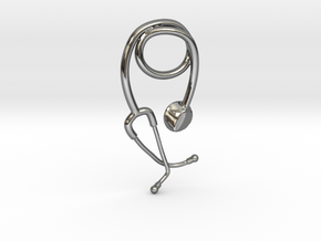 Stethoscope pendant in Fine Detail Polished Silver