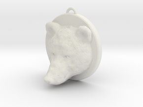 Bear Face Necklace in White Natural Versatile Plastic