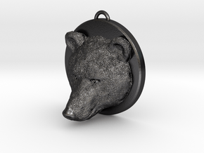 Bear Face Necklace in Polished and Bronzed Black Steel