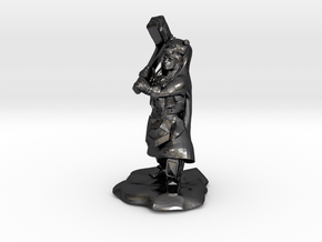 Dwarf Shaman with Bear Cloak and Warhammer in Polished and Bronzed Black Steel
