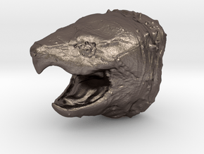 Alligator Snapping Turtle Head  in Polished Bronzed Silver Steel