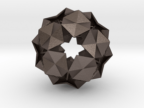 20 Hexagons Ball - 5.6 cm in Polished Bronzed Silver Steel
