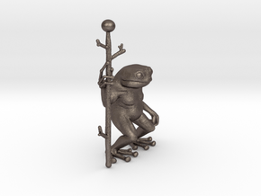 Little Frog Shaman in Polished Bronzed Silver Steel