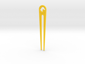 Branded Hair Stick (Two Prong) in Yellow Processed Versatile Plastic