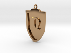 Medieval N Shield Pendant in Polished Brass