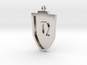Medieval N Shield Pendant in Rhodium Plated Brass
