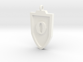 Medieval O Shield Pendant in White Processed Versatile Plastic