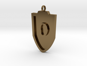 Medieval O Shield Pendant in Polished Bronze