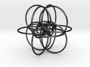 24-cell Stereographic projection, large in Polished and Bronzed Black Steel