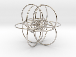 24-cell Stereographic projection, large in Rhodium Plated Brass
