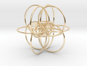 24-cell Stereographic projection, large in 14k Gold Plated Brass