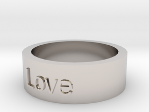 "Love" Ring in Rhodium Plated Brass