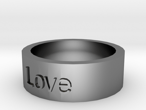 "Love" Ring in Fine Detail Polished Silver