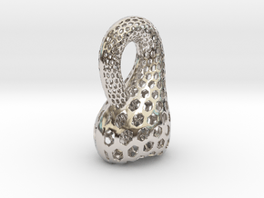 Two-Inch Klein Bottle in Rhodium Plated Brass