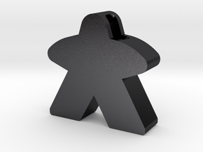 Meeple Pendant in Polished and Bronzed Black Steel