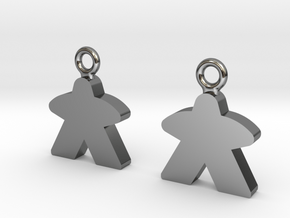 Meeple Earrings in Fine Detail Polished Silver