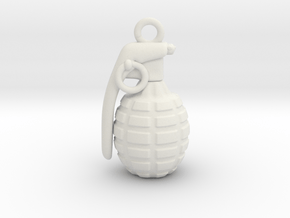 The Grenade Pendant in White Natural Versatile Plastic