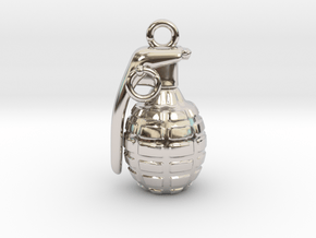 The Grenade Pendant in Rhodium Plated Brass
