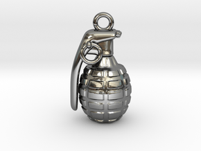 The Grenade Pendant in Fine Detail Polished Silver