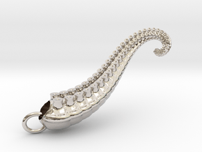 Tentacle Pendant iteration 2 in Rhodium Plated Brass