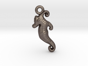 Seahorse Pendant in Polished Bronzed Silver Steel