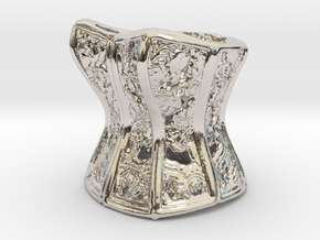 Filigree Victorian Damask Corset, c. 1860-68 in Platinum