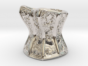Filigree Victorian Damask Corset, c. 1860-68 in Rhodium Plated Brass