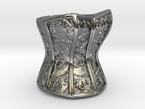 Victorian Damask Corset, c. 1860-68 in Fine Detail Polished Silver