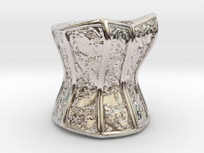 Victorian Damask Corset, c. 1860-68 in Rhodium Plated Brass