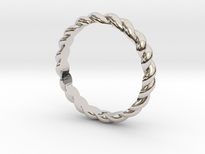 Womans Rope Ring Size 6 in Rhodium Plated Brass