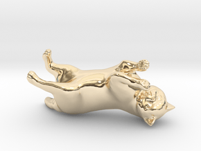 Rolling Exotic Shorthair Cat in 14k Gold Plated Brass