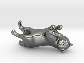Rolling Exotic Shorthair Cat in Fine Detail Polished Silver