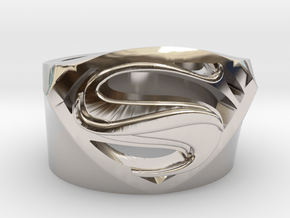 SuperManRIng - Man Of Steel Size US10 in Rhodium Plated Brass
