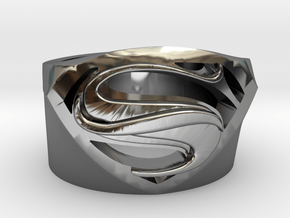 SuperManRIng - Man Of Steel Size US10 in Fine Detail Polished Silver