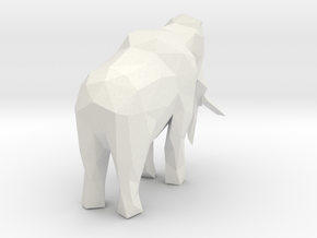 Low-poly Woolly Mammoth in White Natural Versatile Plastic