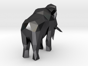 Low-poly Woolly Mammoth in Polished and Bronzed Black Steel