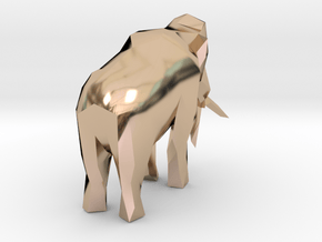 Low-poly Woolly Mammoth in 14k Rose Gold Plated Brass