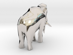 Low-poly Woolly Mammoth in Rhodium Plated Brass