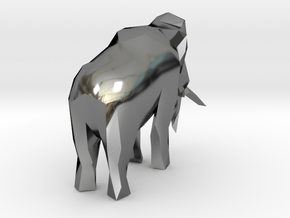 Low-poly Woolly Mammoth in Fine Detail Polished Silver