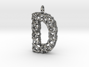 Organic D Pendant in Fine Detail Polished Silver