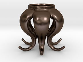 Octopus tea light in Polished Bronze Steel