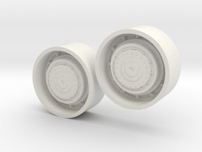 1/64 scale Tractor Rear Planetary Wheels in White Natural Versatile Plastic