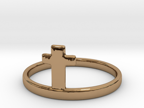 Crossring (approx. size 11) in Polished Brass