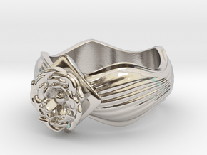 Flower Ring size10 in Rhodium Plated Brass