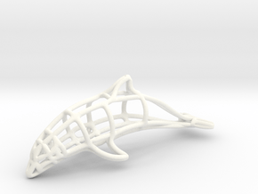 Dolphin Wireframe Keychain in White Processed Versatile Plastic