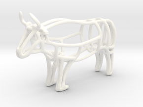 Bull Wireframe keychain in White Processed Versatile Plastic