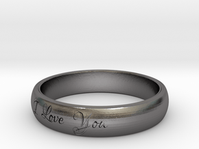 Ring Love You in Polished Nickel Steel