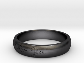Ring Love You in Polished and Bronzed Black Steel