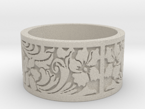 Floral ss Ring Size 8 in Natural Sandstone