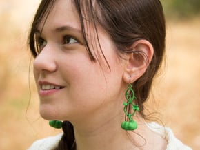 Fairytale Pumpkin Whimsy Earrings in Green Processed Versatile Plastic